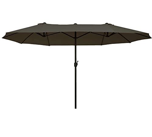 Outsunny Ombrellone Parasole da Giardino Esterno Tessuto Poliestere 4.6 x 2.4m Grigio