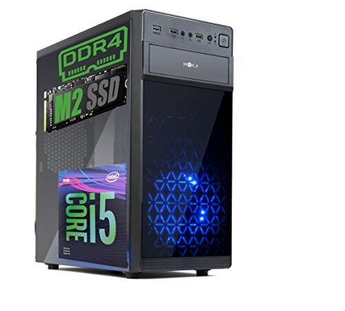 Pc Desktop INTEL I5 SIX CORE 10th gen Up To TURBO 4,5 GHZ Windows 11 PRO CASE ATX USB 3.0 PSU 600W RAM 16GB DDR4 SSD M2 512GB Scheda Video UHD 4K USCITE HDMI DVI VGA WIFI 300MB DVD