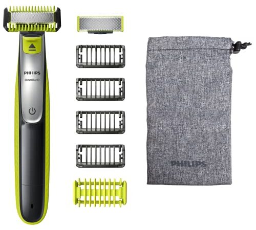 Philips OneBlade QP2630/30, Rasoio Elettrico Face + Body, Utilizzo Wet&Dry, Include 1 Lama Viso, 1 Lama Corpo e 5 Pettini