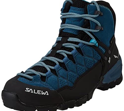 SALEWA Ws Alp Trainer Mid Gtx, Scarpa da Passeggio Donna, Blu Mallard Maui Blue, 38 EU