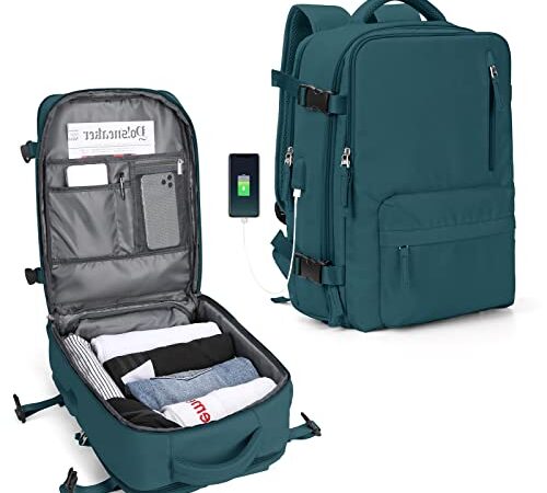 SZLX Borse da Cabina per easyjet zaino da viaggio donna ryanair 40x20x25 con porta usb zaino da viaggio aereo bagaglio a mano zaino per laptop uomo Daypack casual Cartella Peacock Blue