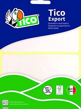 Tico 947904 Etichette adesive, Bianco, Confezione da 10 fogli con 20 etichette - Totale 200 pezzi