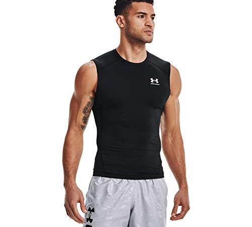 Under Armour Ua Hg Comp Sl, Maglia Tecnica Uomo, Nero (Black White), M