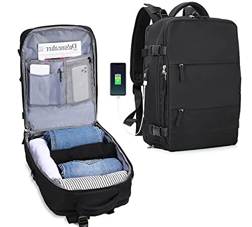 Zaino da viaggio grande da donna, da viaggio, zaino da escursionismo, sportivo da esterno impermeabile, zaino da scuola casual,laptop da 15.6 pollici con porta di ricarica USB, scomparto per scarpe