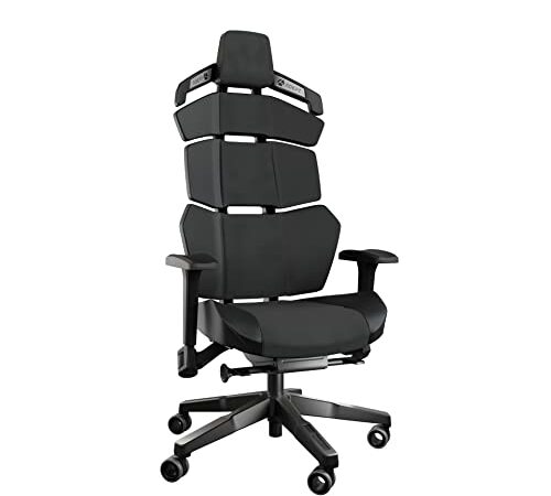 Adept Holo - Sedia da gaming ergonomica - Sedia da scrivania - Sedia da ufficio - Microfibra, ecopelle (nero)