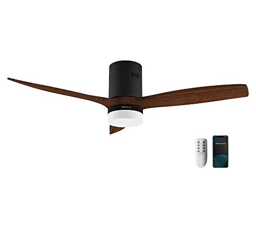 Cecotec Ventilatore da Soffitto con Luce e Wifi EnergySilence Aero 5600 Black Aqua Connected. 40 W, 52” con 3 Pale, Telecomando, Adatto per uso esterno, Modalità Inverno-Estate, Timer