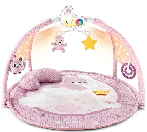 Chicco Palestrina dei Colori Rosa 3in1, Palestrina Neonato Multifunzione Elettronica con Tappeto Neonato, Proiettore Stelle, Luce Notturna Removibile e Melodie Rilassanti, Giochi Neonato 0+ Mesi