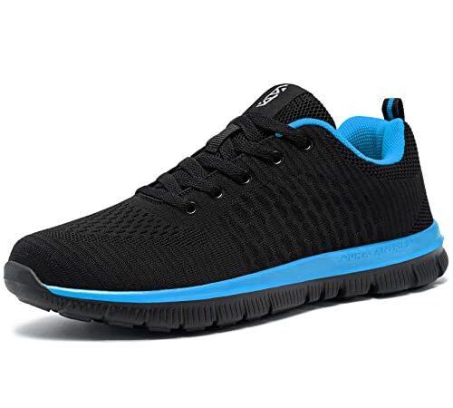 FLOWING PLUME Scarpe Ginnastica Uomo Traspirante Running Corsa Leggero Camminata Casual Comode Basse Baskets Sportive Fitness Sneakers(Nero Blu,43EU)