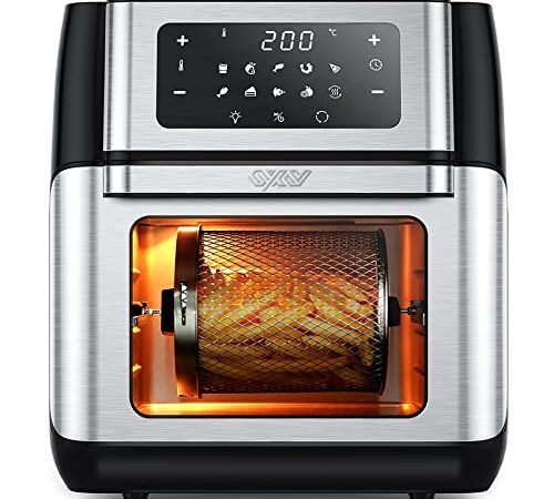 Innsky Friggitrice ad Aria 10 Litri, 10 in 1 Forno ad Aria Calda con LED Touch Screen, Friggitrice Senza Olio da 1500W, Friggere, Griglia, Forno, Arrostir, 6 Accessori e Ricettario - Acciaio Inox