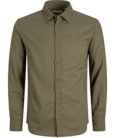 JACK & JONES Jjslub-Maglietta LS, Olive Night, XL Uomo