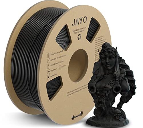 JAYO PLA+ Filamento 1,75 mm, Filamento per Stampante 3D PLA Plus, Precisione Dimensionale +/- 0,02 mm, Neatly Wound Filament, Bobina da 1,1 kg (2.42 LBS), PLA+ Nero