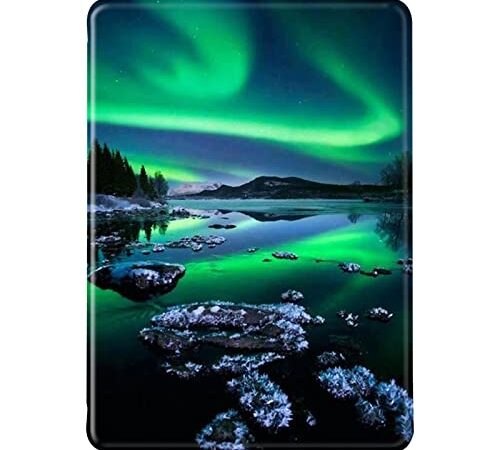 Kindle Paperwhite 10° generazione 2018 6" Custodia flip pelle morbida in silicone per auto sveglia o dormire custodia magnetica in TPU, motivo paesaggio albero Aurora, per Paperwhite 2018 (10)