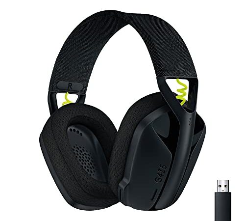 Logitech G435 LIGHTSPEED Cuffie Gaming Wireless Bluetooth, Cuffie Over Ear Leggere, Microfoni Integrati, Batteria da 18 Ore, Compatibile con Dolby Atmos, PC, PS4, PS5, Mobile, Nintendo Switch - Nero