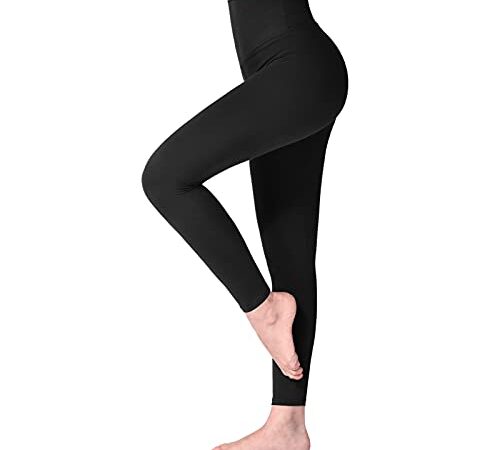 SINOPHANT Leggins Vita Alta Donna, Leggings Donna Fitness Pantaloni Yoga Controllo della Pancia Opaco Elastici Morbido per Sportivi o Casual(Nero,S-M/One Size)