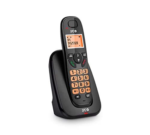 SPC Kairo - Telefoni fisso cordless, tasti e display illuminati, identificazione del chiamante, volume extra, compatibilità GAP, modalità eco, blocco chiamate, vivavoce, rubrica a 30 contatti – Nero