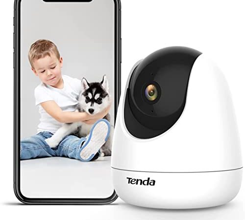 Tenda Telecamera Wi-Fi Interno CP3, Videocamera Sorveglianza 1080P con 360°Pan/Tilt, Audio Bidirezionale, Rilevamento del Movimento Sonoro, Webcam di Sicurezza per Bambini/Anziani/Cani