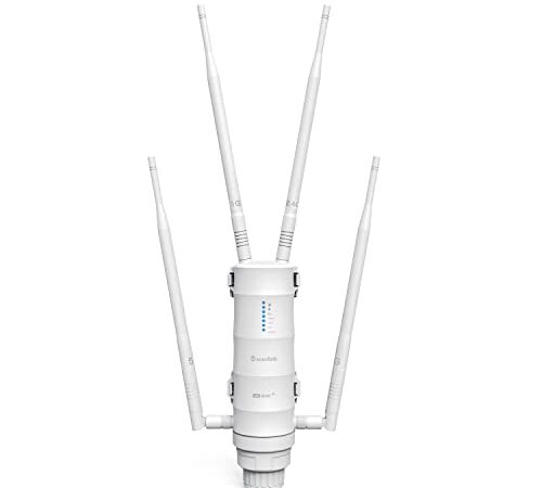 WAVLINK Router esterno 4G SIM, slot SIM sbloccato, router wireless AC1200 per esterni con POE passivo, dual band 2,4 GHz 300 Mbps + 5,8 GHz 867 Mbit/s, 4 x 7 dBi antenna radiante rimovibile