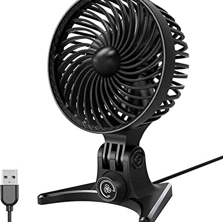 ZOEYEA Ventilatore USB,Mini Ventilatore da tavolo silenzioso Portatile,controllo del vento rotante,Piegatura a 130°,ventilatore potente per ufficio, casa e all'aperto (nero)