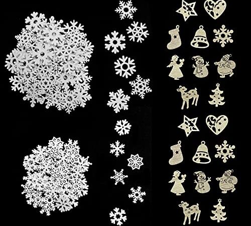 150 pezzi decorazioni natalizie fiocchi di neve, accessori fai da te, decorazioni per albero di Natale, mini decorazioni invernali, materiali creativi fatti a mano, adatti per ghirlande dell'Avvento