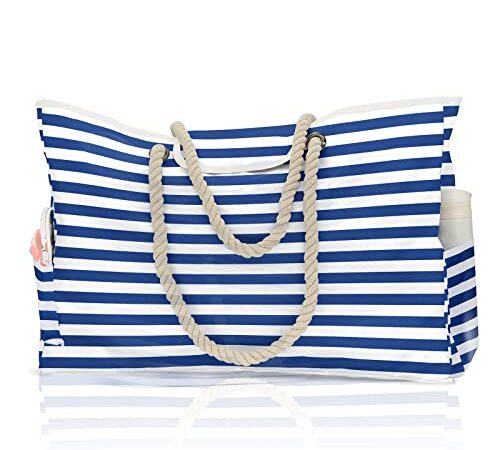 Comius Sharp Borsa da Spiaggia Extra Large da Donna, Borsa da Spiaggia Antifurto con Tasca Interna, Borsa da Nuoto per Famiglia XXL per Viaggi in Piscina, Palestra e Spiaggia (08)