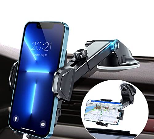 Hocerlu Porta Cellulare Auto - Super Forte Aspirazione, Tutto in Silicone Antiurto e Protezione, Vista Flessibile a 360° - Supporto Universale per Telefono Cruscotto Parabrezza