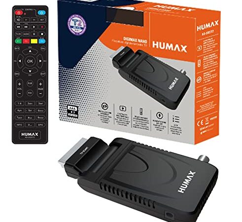 Humax - Decoder digitale terrestre DVB-T2 HD-2023T2 Digimax Nano con telecomando 2 in 1 per controllare il TV