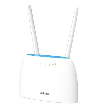 ioGiant Router 4G LTE con Sim, AC1200 Wi-Fi Dual-Band, Senza configurazione, Porta LAN/WAN, Connettività Fino a 64 Dispositivi, Antenne Staccabile, modem 4G Sim