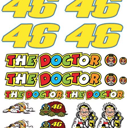 KIT Adesivi Stickers - Vale Rossi - DOCTOR pannello intero 18 pz OFFERTA motorino MOTO casco MOTOCICLETTA