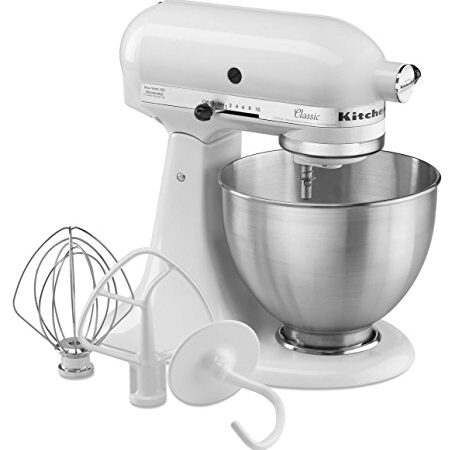 KitchenAid 5K45SSEWH robot da cucina classico, 10 velocità , 4.3 L, Bianco 36x37x23cm