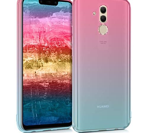 kwmobile Custodia Compatibile con Huawei Mate 20 Lite - Back-Cover Anti-urto Custodia in Morbido Silicone fucsia/blu/trasparente - 2 colori