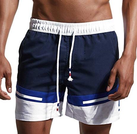 Lachi Pantaloncini da Bagno Uomo Costume da Bagno Vita Asciugatura Veloce Calzoncini Sportivi Serf Nuoto Spiaggia con Taschino e Coulisse Trunks