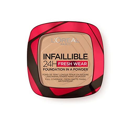 L'Oréal Paris Fondotinta In Polvere Infaillible 24h, Ultra-Coprente e Opacizzante a Lunga Tenuta, Formula Traspirante, Tonalità: 140 Beige Doré/Golden Beige