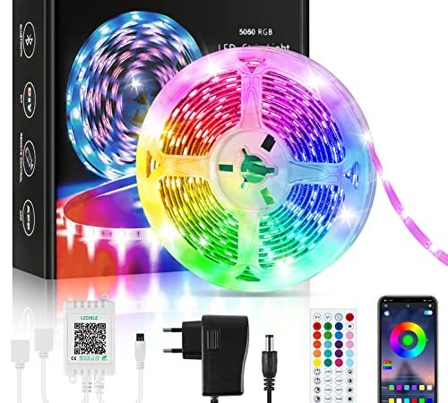 Lxyoug Striscia LED 5 Metri, Bluetooth RGB 5M, Luci camera da letto con Controllo App e Telecomando, Colorate per Decorazioni