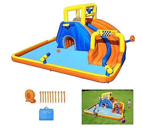 Piscina for bambini con scivolo, grande piscina gonfiabile, piscina gonfiabile for famiglie, piscine fuori terra for cortile, giardino, bambini, adulti, bambini