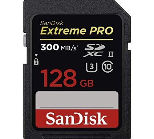 SanDisk Extreme PRO UHS-II 128 GB, Scheda di Memoria SDXC Classe 10, U3, velocità di lettura fino a 300 MB/s, nero