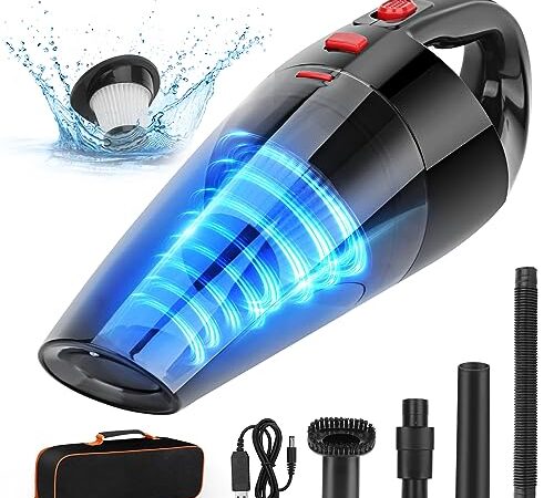 Tgeserwe Aspirabriciole Senza Fili, Mini Aspirapolvere per Auto Potente 120W, Aspirapolvere Piccolo con Batteria Ricaricabile, Aspira Briciole Portatile per Auto, Case