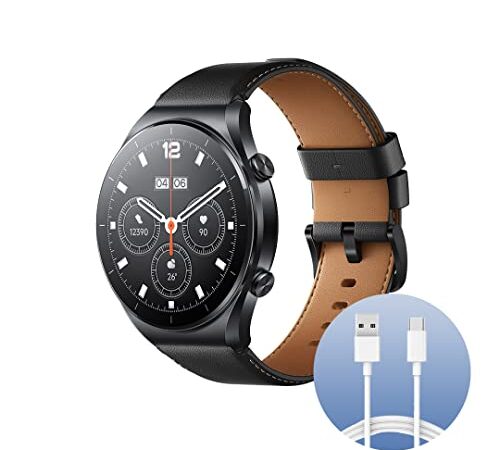 Xiaomi Watch S1 Black Con Cavo Usb-C 1M, Display Vetro Zaffiro Amoled Hd 1.43", 117 Modalità Di Allenamento, Telefonate Bluetooth, Resistente All'Acqua, Nero