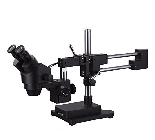 AmScope 3.5X-180X - Microscopio binoculare con zoom stereo con doppio braccio nero