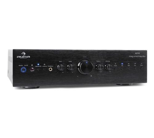 Auna Amplificatore Audio Stereo, Amplificatore Hifi, Impianto Stereo Casa, Controllo degli Alti, Amplificatore Subwoofer e Casse hifi con Potenza Audio 2 Canali, Telecomando, Ingresso AUX per MP3 e CD