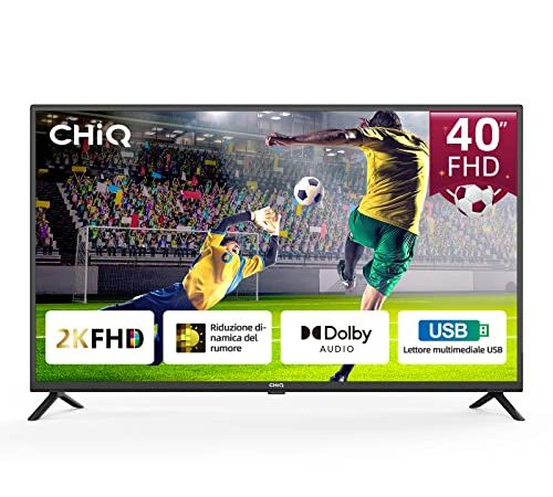 CHiQ L40G5W, TV 40 Pollici (100cm), FHD, 1080p, 2022 Televisori, Tuner DVB-T2/S2, HEVC Main10,USB media player, Dolby Audio, HDMI/USB/Earphone/CI/RF