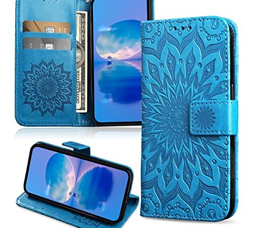 FCAXTIC Cover per Huawei Honor 9 Lite/Enjoy 7S / P Smart 2018, Custodia in Pelle PU per Huawei Honor 9 Lite/Enjoy 7S / P Smart 2018, Antiurto Portafoglio Cover, Blu