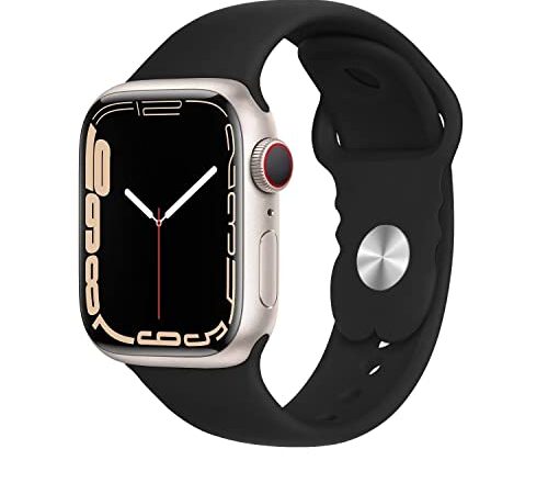 HdanMole Cinturino Sportivo Compatibile con Cinturino Apple Watch 38mm 40mm 41mm 42mm 44mm 45mm, Cinturino in Silicone Morbido per iWatch Series 8 7 6 5 4 3 2 1 SE Uomo Donna (42/44/45mm-M/L, Nero)