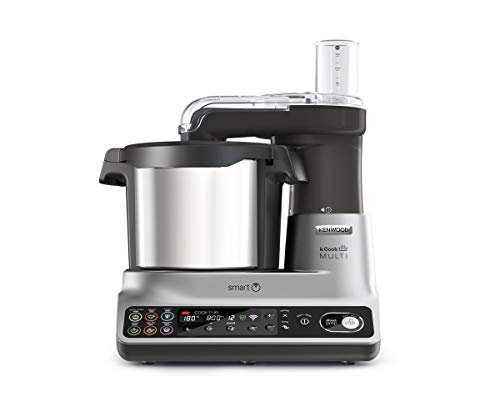 Kenwood CCL450SI KCook Multi Smart Robot da Cucina con Funzione Cottura e Bilancia Connessa, 10 Accessori Inclusi, 6 Programmi Preimpostati, ciotola da 4,5L, 12 Velocità, 1500w, Argento/Nero