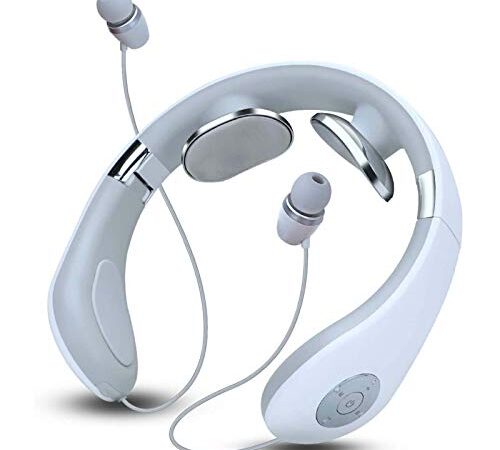 LQH -Massaggiatore Cervicale, Massaggio Intelligente del Punto Trigger del Tessuto Profondo, Massaggio Intelligente del Collo Cuffie Bluetooth per Ufficio, Casa, Sport, Viaggi,1 White