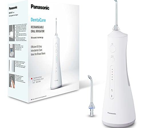 Panasonic EW-1511 Idropulsore con Tecnologia Ultrasonica, 5 Livelli di Getto per Pulizia Dentale, Interdentale, Tasche Parodontali, Apparecchi Ortodontici, Gengive, Ricaricabile, Bianco