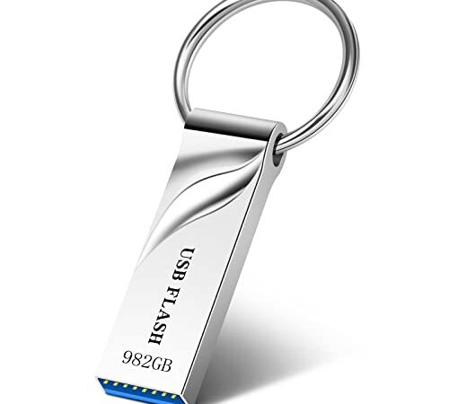 pullheart Chiavetta USB 982GB USB 3.0 Alta Velocità Pen Drive Metallo Penna USB con Portachiavi Portatile Pennetta USB Impermeabile Pendrive 982GB per PC/Computer/Laptop