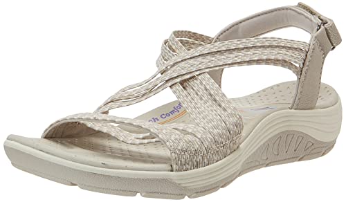 Skechers Reggae Cup-oh, Snap, Sandali a Punta Aperta Donna, Beige (Natural & Taupe Gore Nat), 38 EU