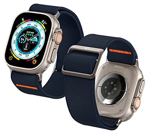 Spigen Lite Fit Ultra Cinturino Compatibile con Apple Watch Ultra (49mm), Series 8/7 (45mm), Series SE2/6/SE/5/4 (44mm) e Series 3/2/1 (42mm) Nylon Solo Loop - Navy