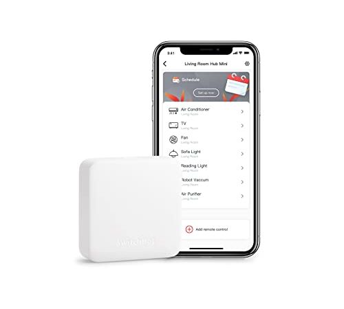 SwitchBot Hub Mini Smart Remote - Dispositivo IR, collegamento a Wi-Fi, controllo del condizionatore d'aria, compatibile con Alexa, Google Home, HomePod, IFTTT (White)…