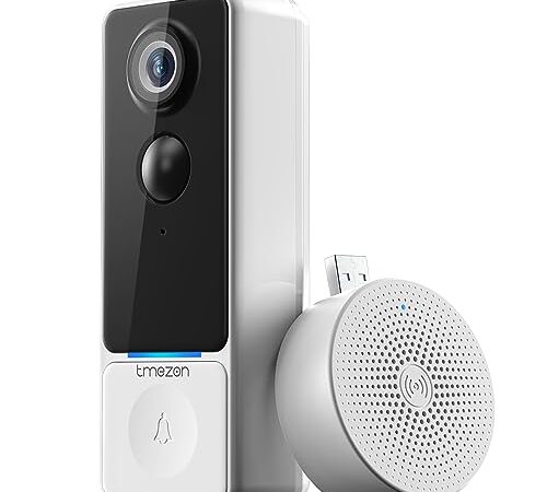 TMEZON Videocitofono Wifi Video Campanello senza fili da Esterno,1080P Citofono wireless con Telecamera e Cicalino USB,Rilevamento di Movimento PIR,Audio Bidirezionale,APP Accesso Remoto,BELL 24S